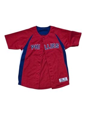 True Fan Red Kids Philadelphia Phillies Baseball Jersey M